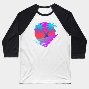 Retro 80's Sunset Palms Baseball T-Shirt